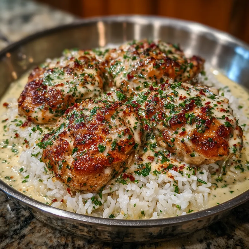 Creamy Smothered Chicken and Rice