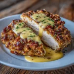 Pretzel Chicken with Mustard-Cheddar Sauce