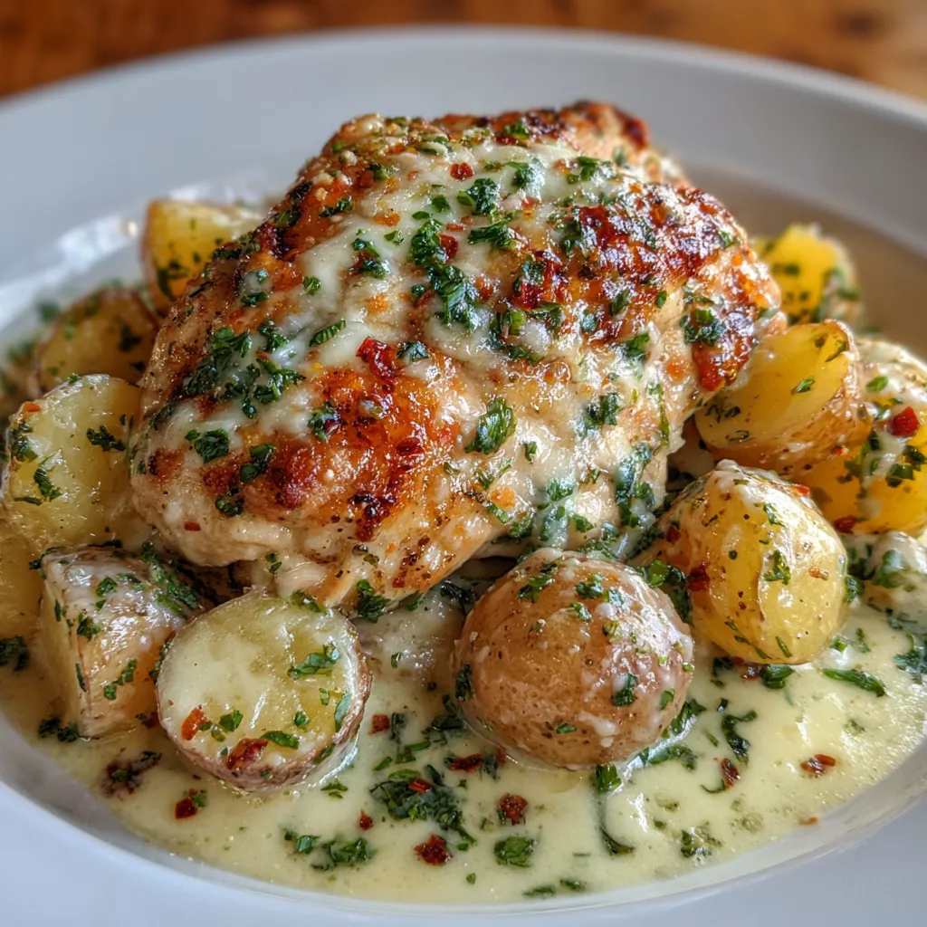 Garlic Parmesan Crockpot Chicken and Potatoes