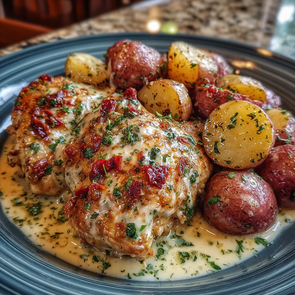 Garlic Parmesan Crockpot Chicken and Potatoes