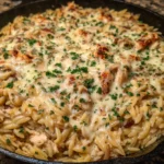 French Onion Chicken Orzo Casserole