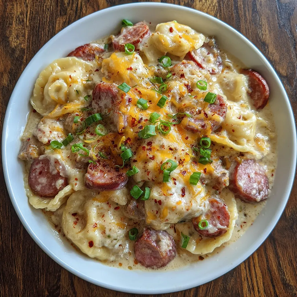 Crockpot Pierogi Casserole with Kielbasa