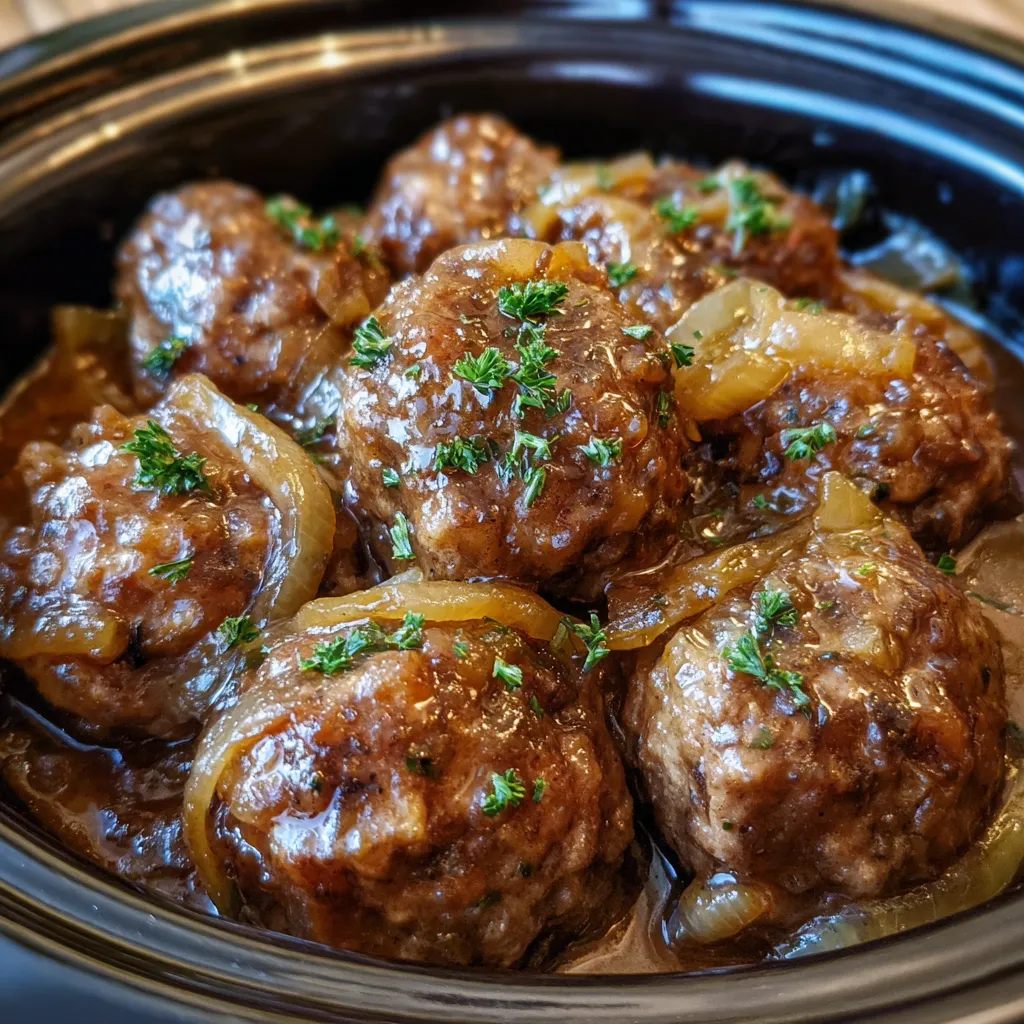 Crockpot French Onion Meatballs