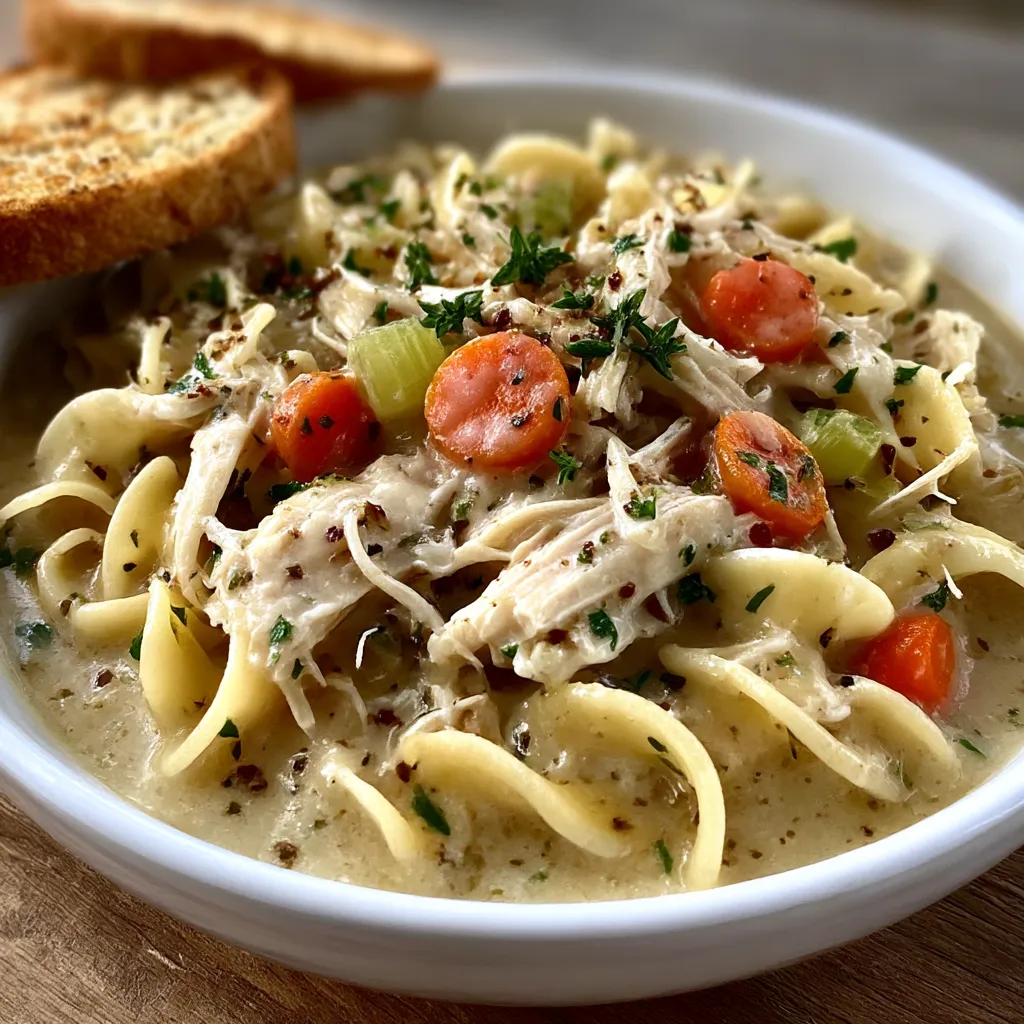 Easy Crockpot Creamy Chicken Noodle Soup