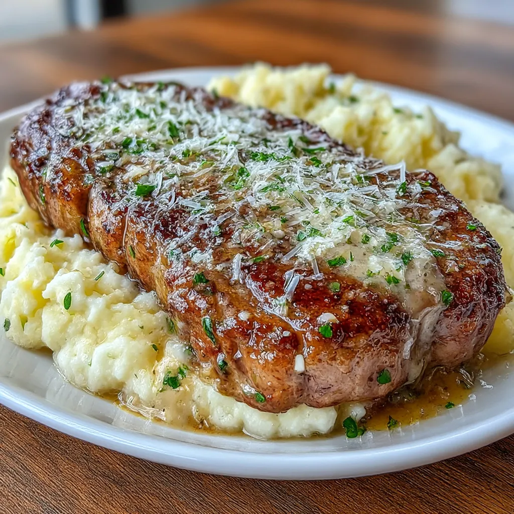 Garlic Butter Steak with Parmesan Cream Sauce