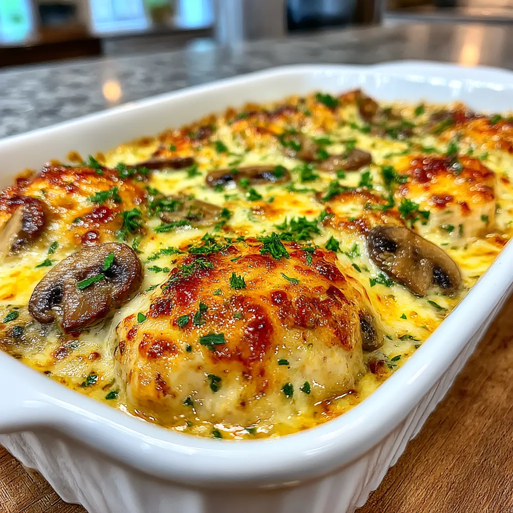 Keto Garlic Mushroom Chicken Casserole