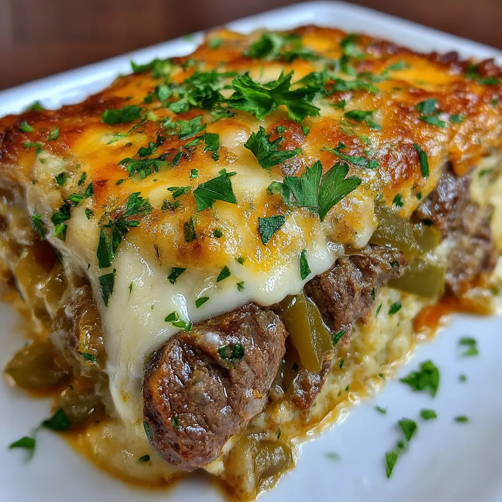 Low Carb Philly Cheesesteak Casserole