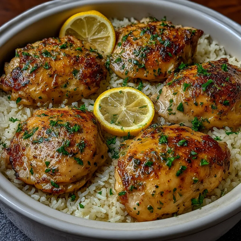 Slow Cooker Lemon Herb Chicken and Rice