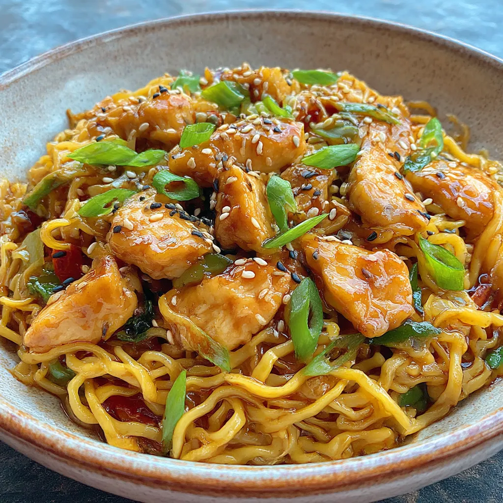 Sticky Garlic Chicken Noodles