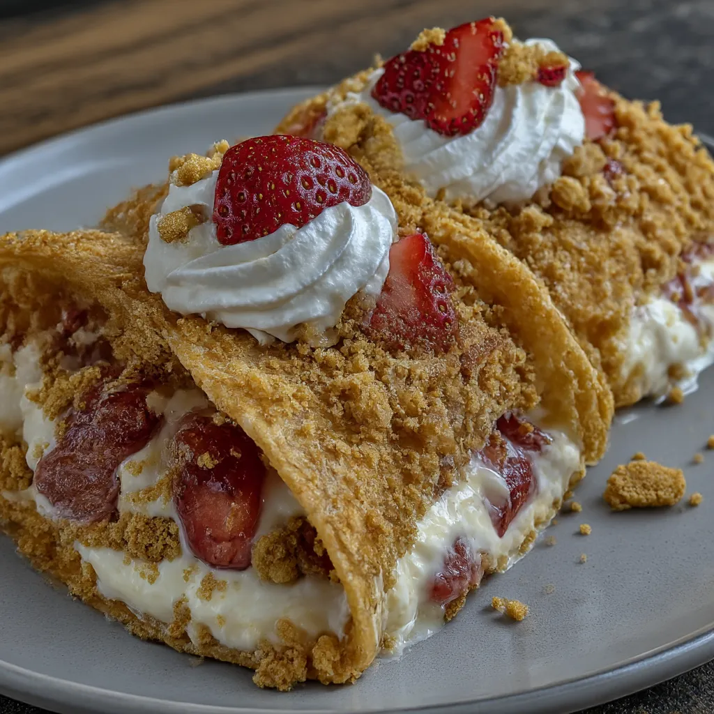 Strawberry Crunch Cheesecake Tacos