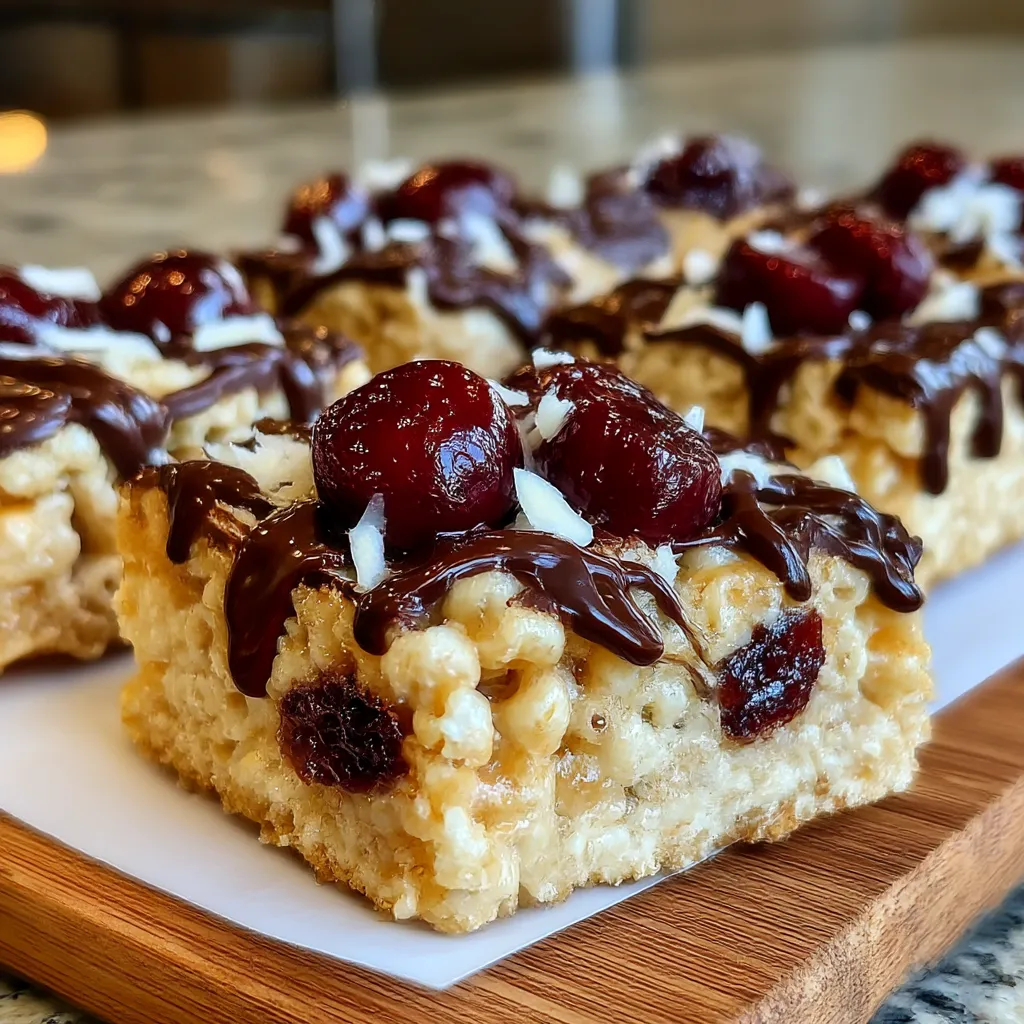 Chocolate Covered Cherry Rice Krispies Treats