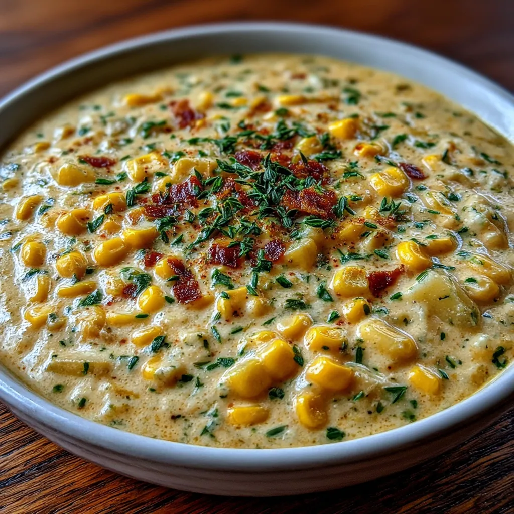 Creamy Vegan Corn Chowder with Potatoes and Thyme