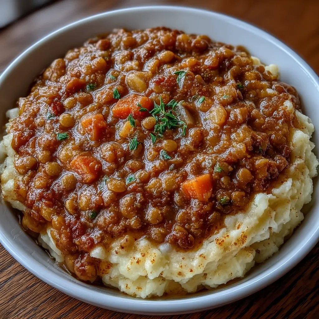 Easy Lentil Stew with Mashed Potatoes