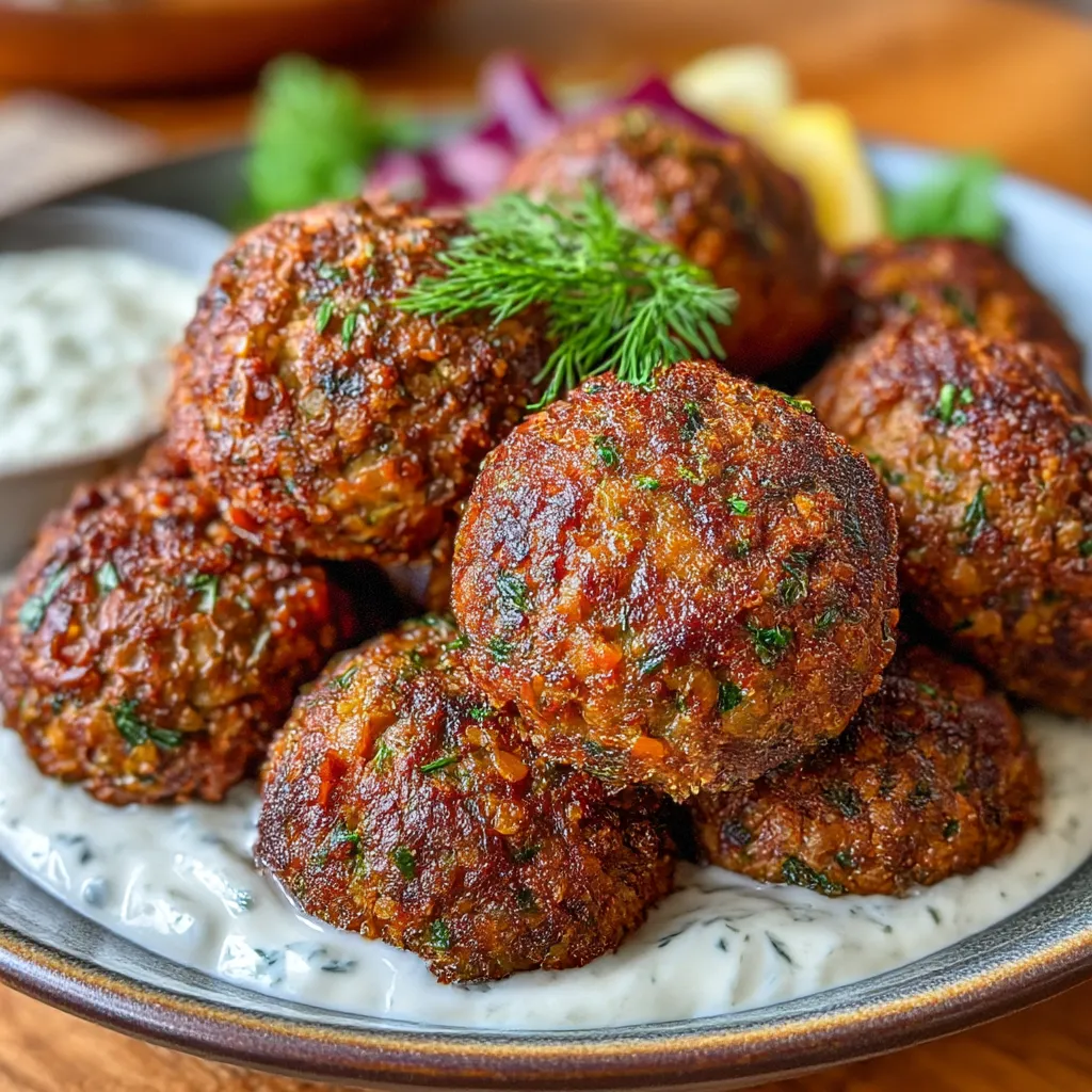 Irresistible Baked Greek Lentil Meatballs with Tzatziki