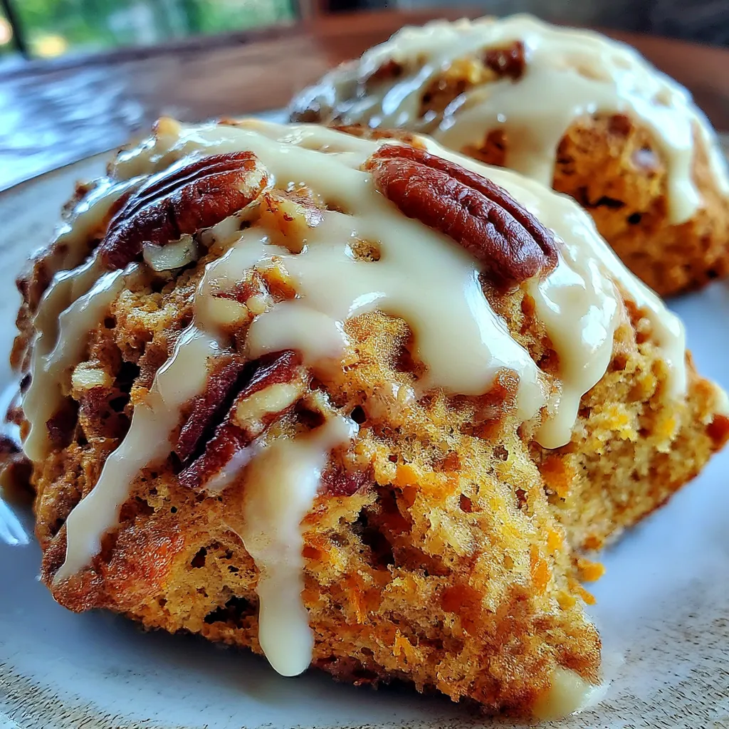 Carrot Cake Scones with Maple Cream Cheese Glaze