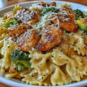 Cowboy Butter Lemon Bowtie Chicken Pasta with Broccoli
