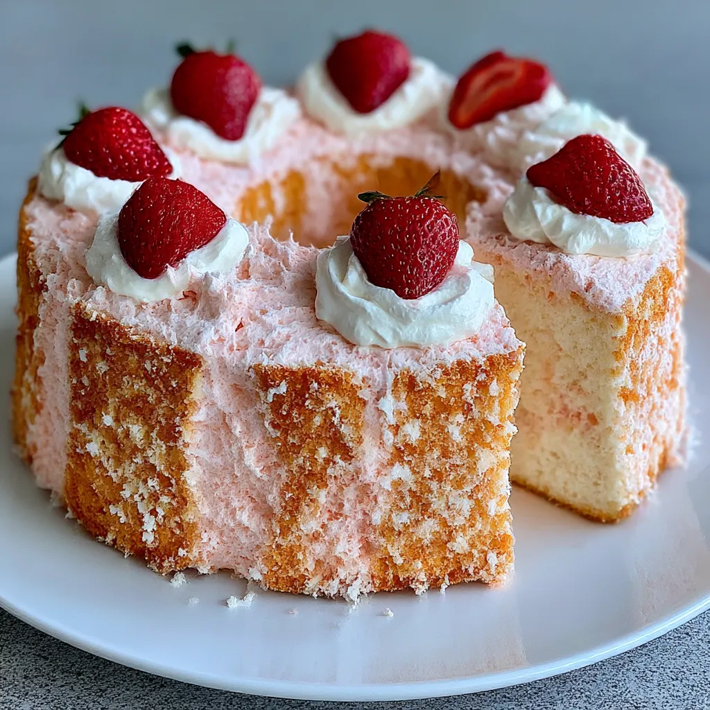 Fluffy Pink Angel Food Cake