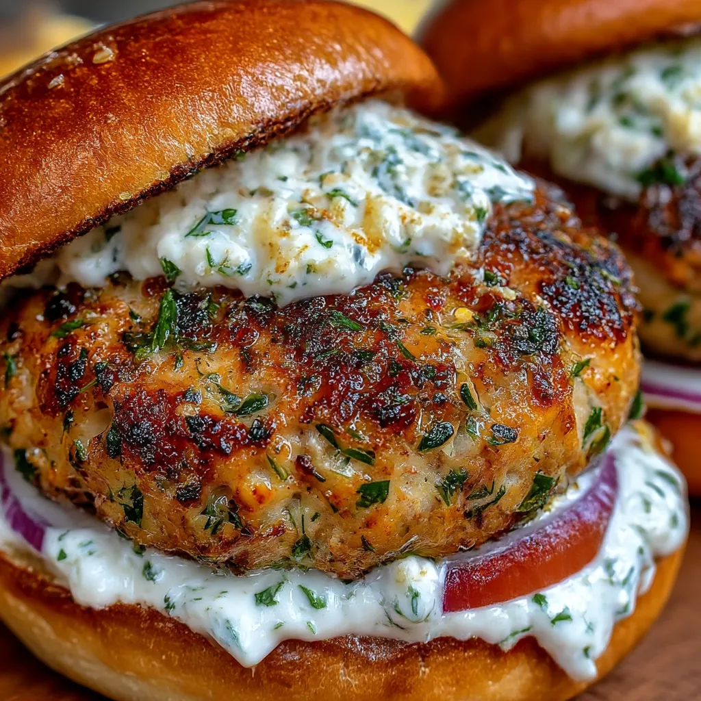 Greek Chicken Burgers with Tzatziki Sauce