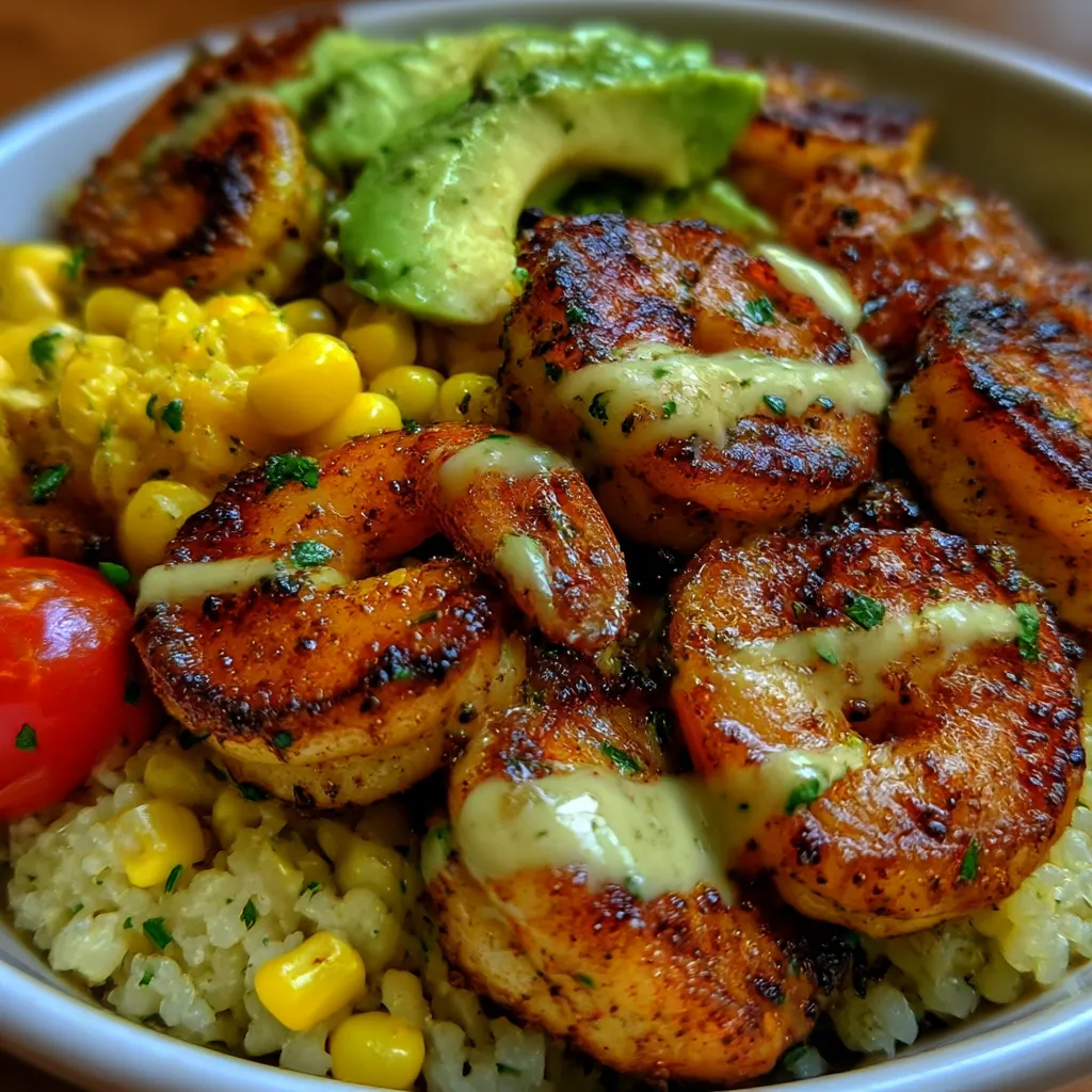 Grilled Shrimp Bowl with Creamy Garlic Sauce