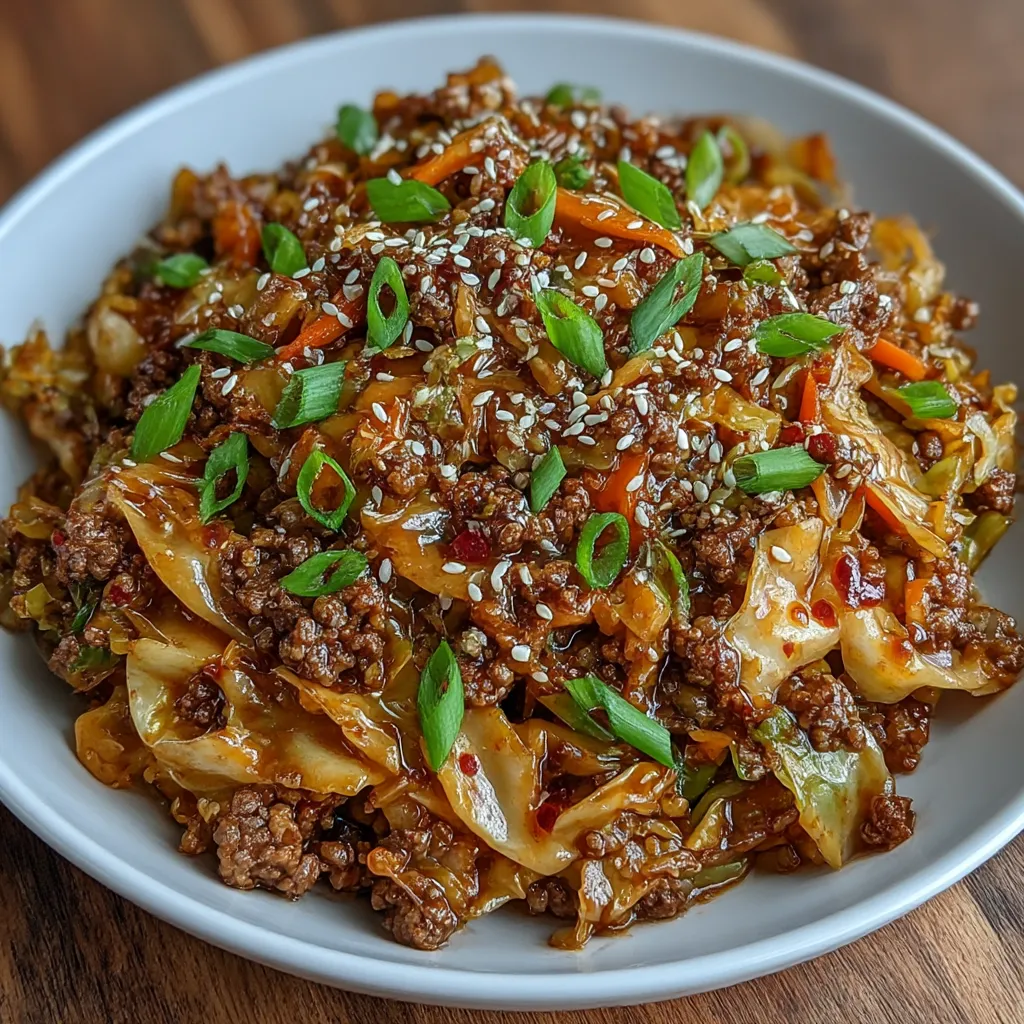 Low-Carb Mongolian Ground Beef and Cabbage