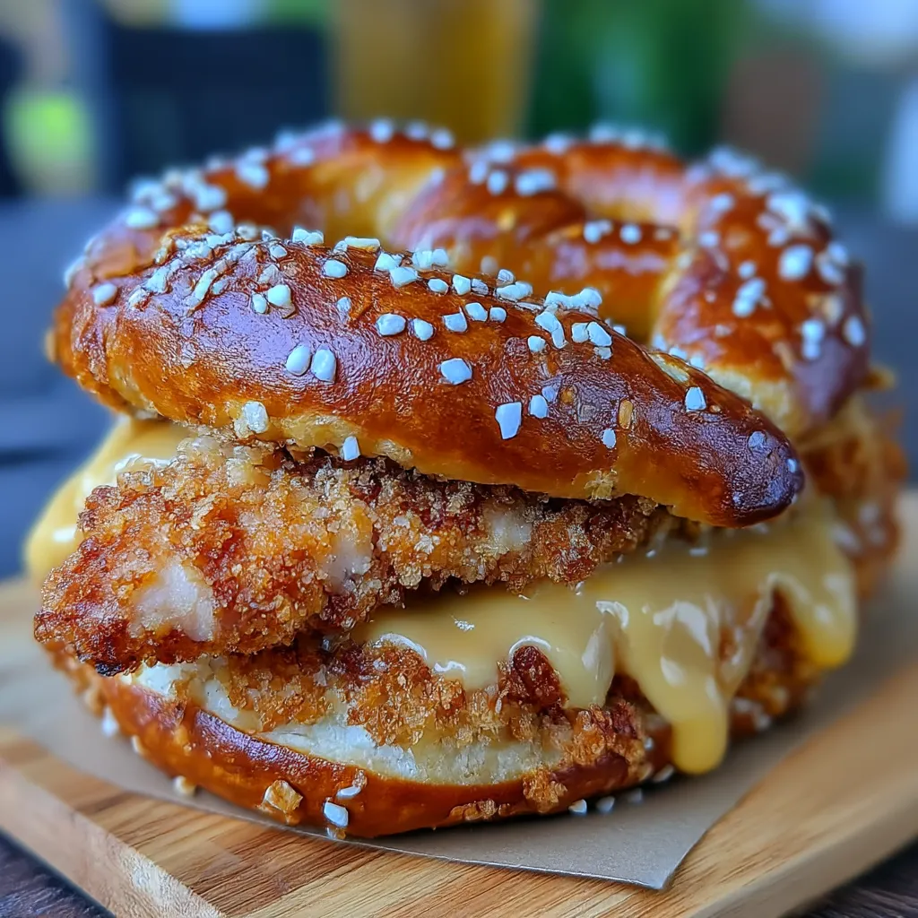 Pretzel Chicken with Mustard-Cheddar Sauce