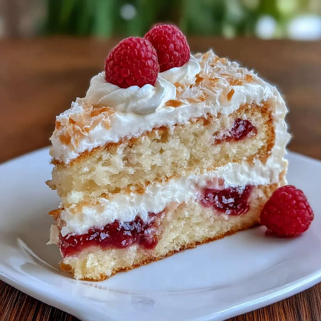 Raspberry Swirl Coconut Snowball Cake