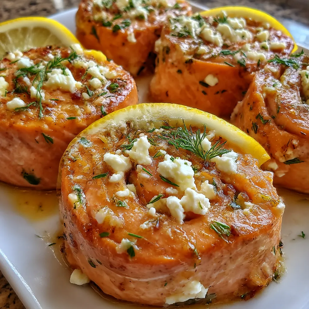 Spinach and Feta Stuffed Salmon Pinwheels