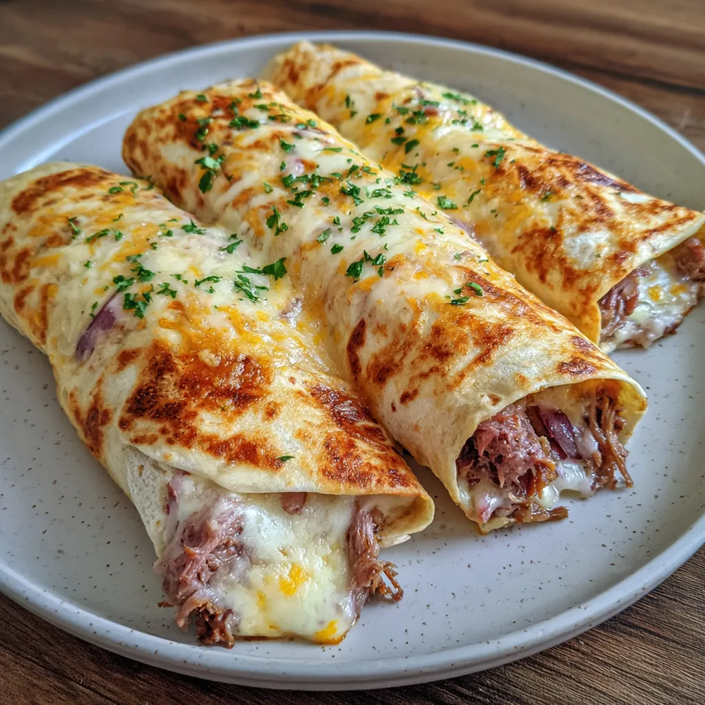 Cheesy Smoked Beef Wraps