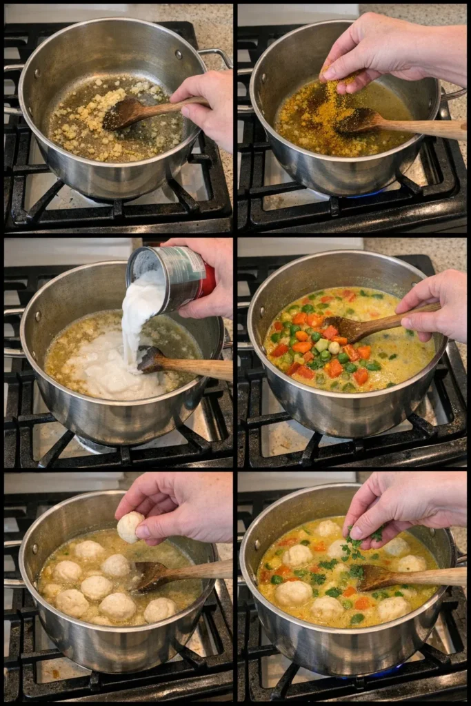 Coconut Curry Soup with Dumplings