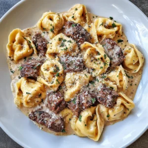 Creamy Garlic Steak Tortellini