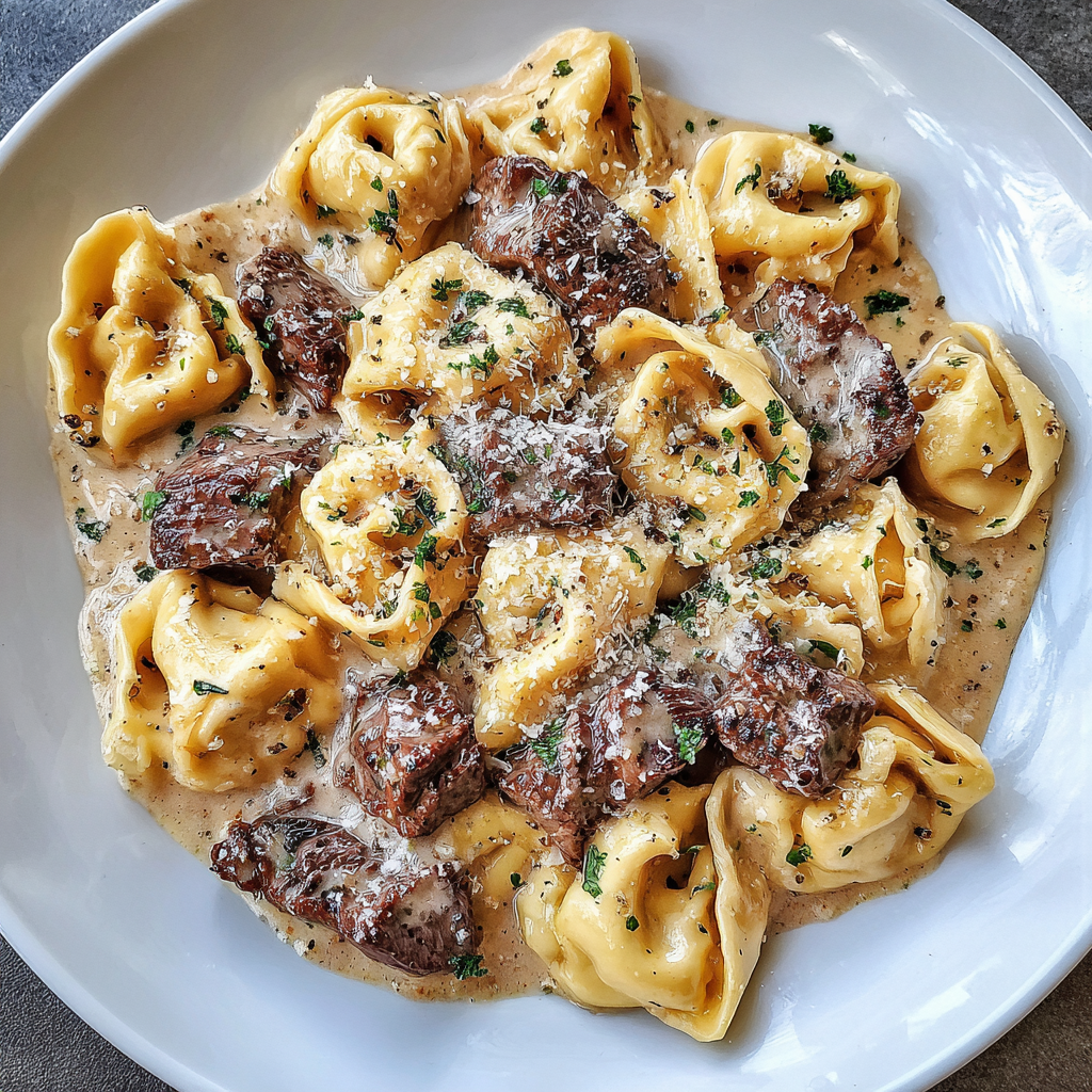 Creamy Garlic Steak Tortellini