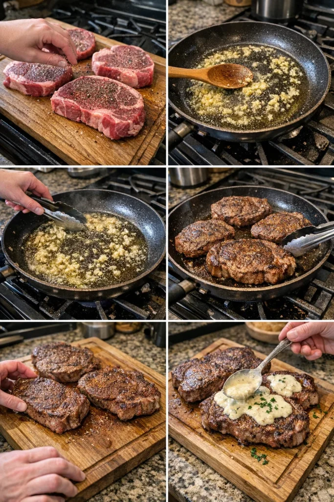Garlic Butter Steak With Parmesan Cream Sauce