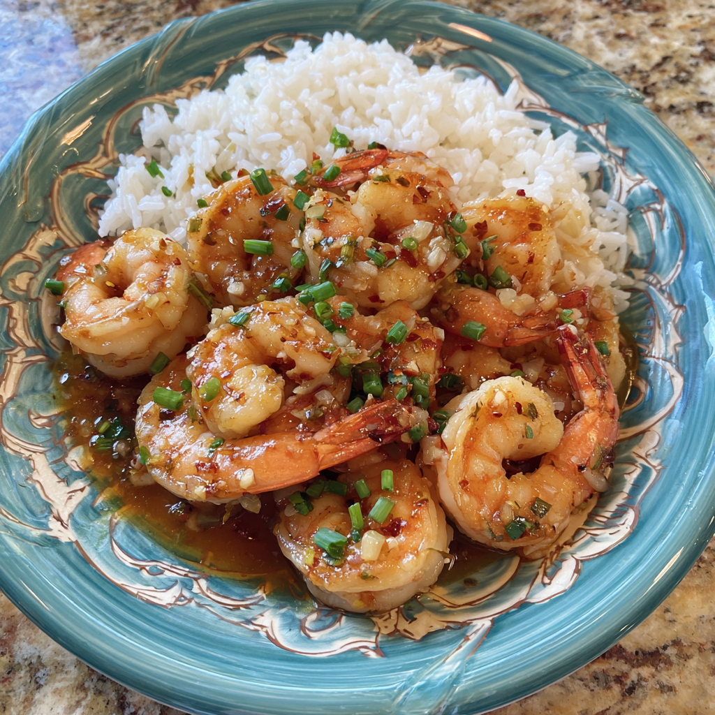 Hawaiian Garlic Shrimp with a Sweet Twist