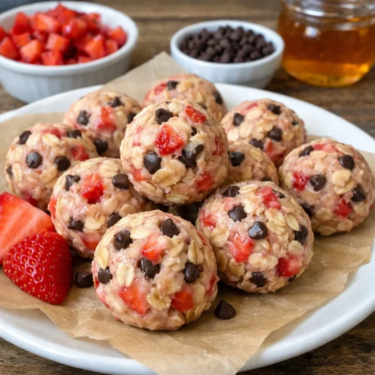 No Bake Strawberry Cheesecake Protein Balls 1