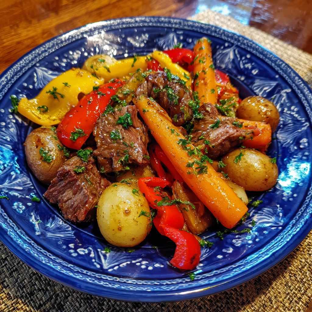 One-Pan Honey Garlic Smoked Beef & Veggies