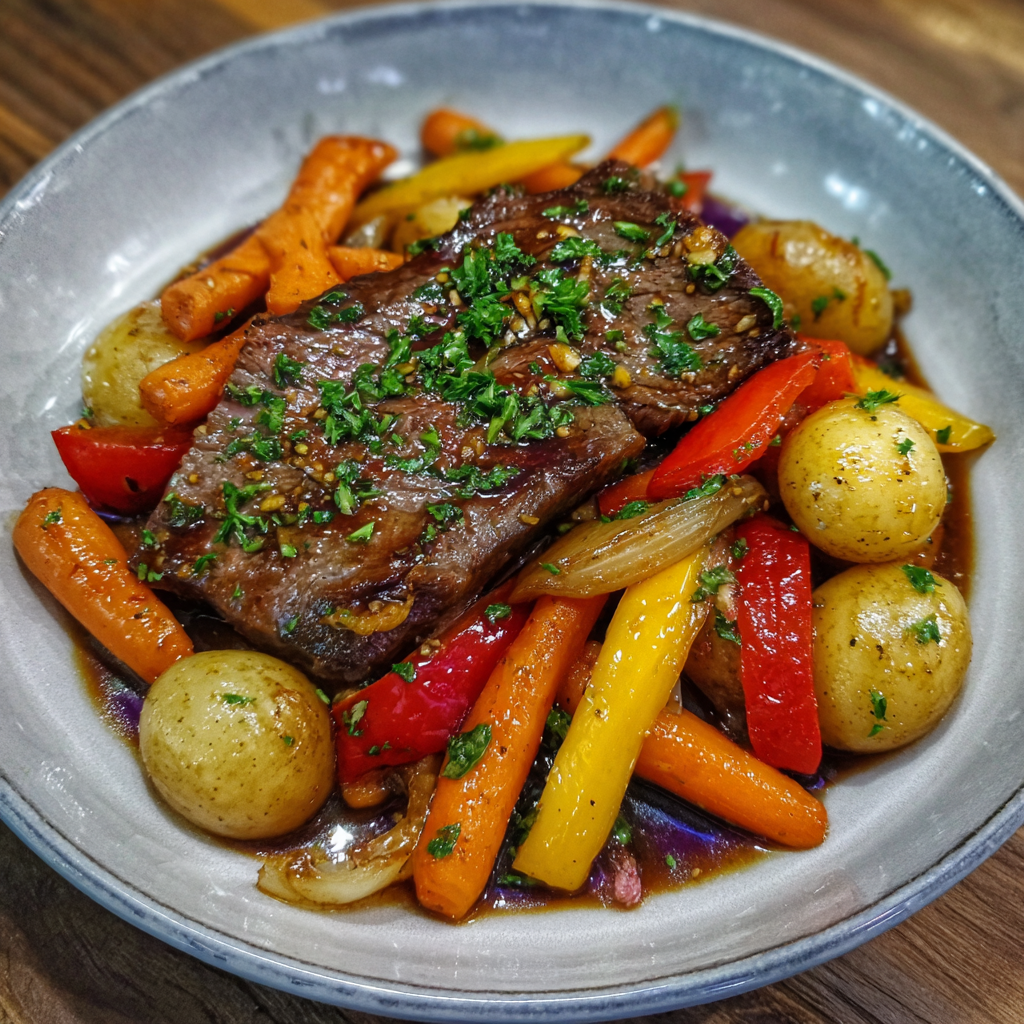 One-Pan Honey Garlic Smoked Beef & Veggies