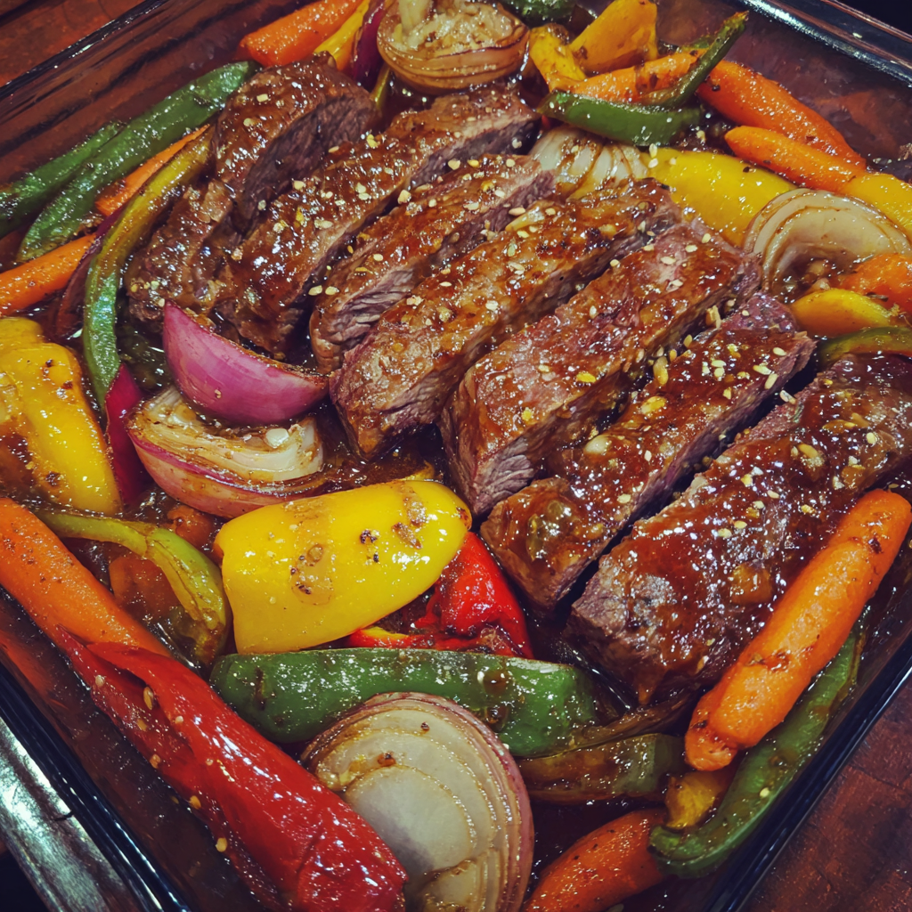 One-Pan Honey Garlic Smoked Beef & Veggies