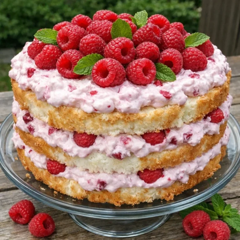 Raspberry Cream Angel Food Cake 1