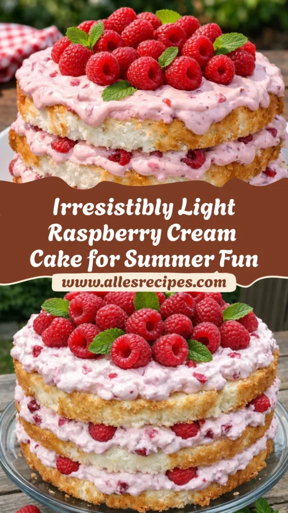 Raspberry Cream Angel Food Cake