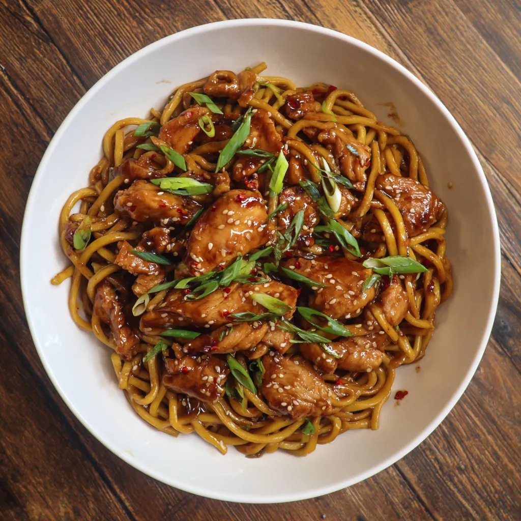 Sticky Garlic Chicken Noodles