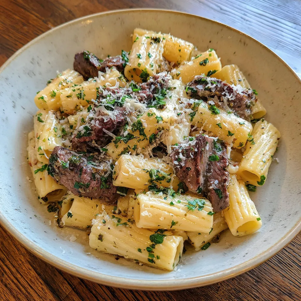 Garlic Butter Steak Rigatoni