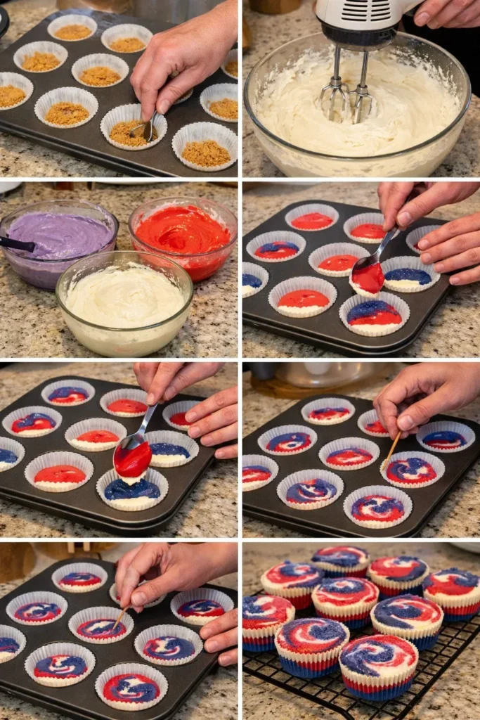 Red, White & Blue Mini Cheesecakes
