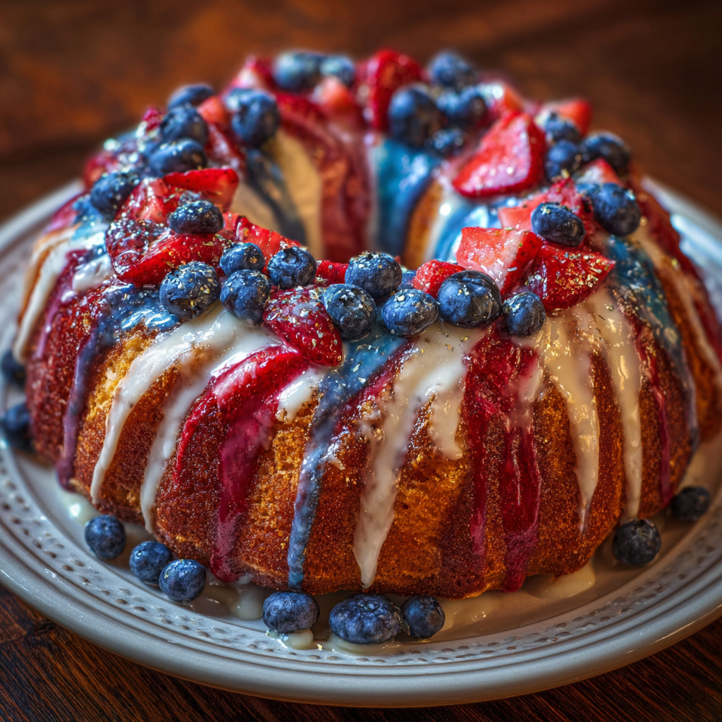 Red, White and Blue Bundt Cake