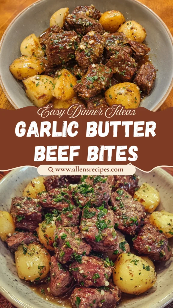 Slow Cooker Garlic Butter Beef Bites with Potatoes